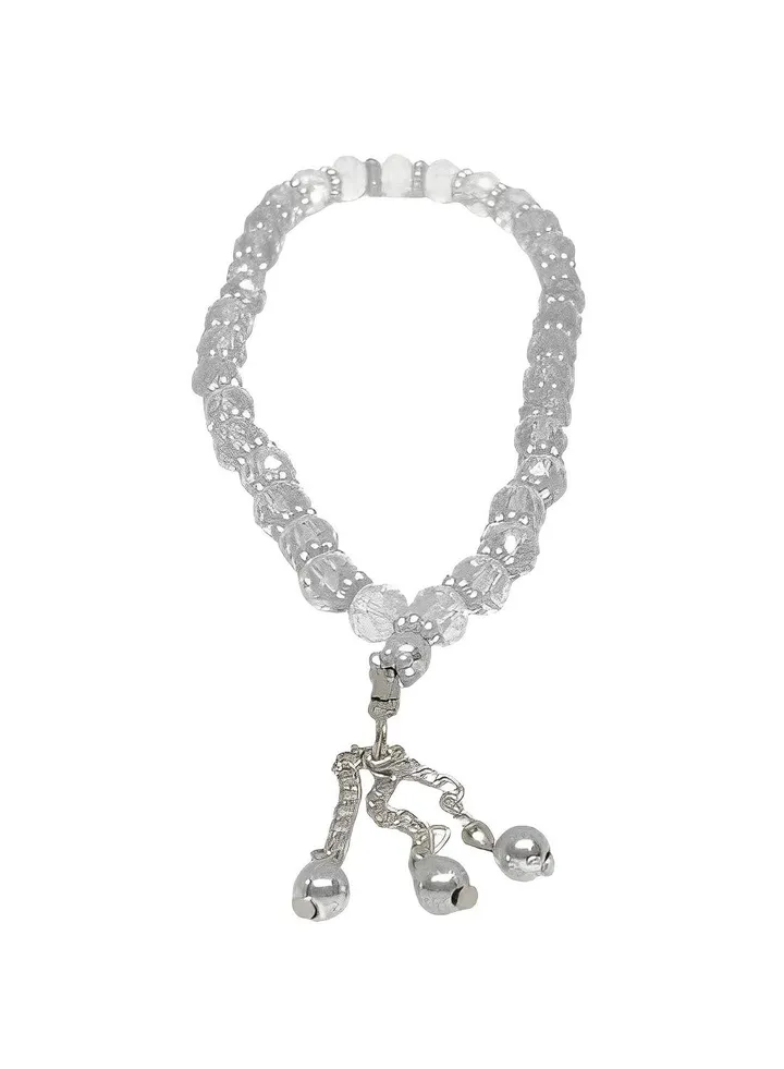 Crystal tasbih white Beads with Metal Tassel Crystal Prayer Beads
