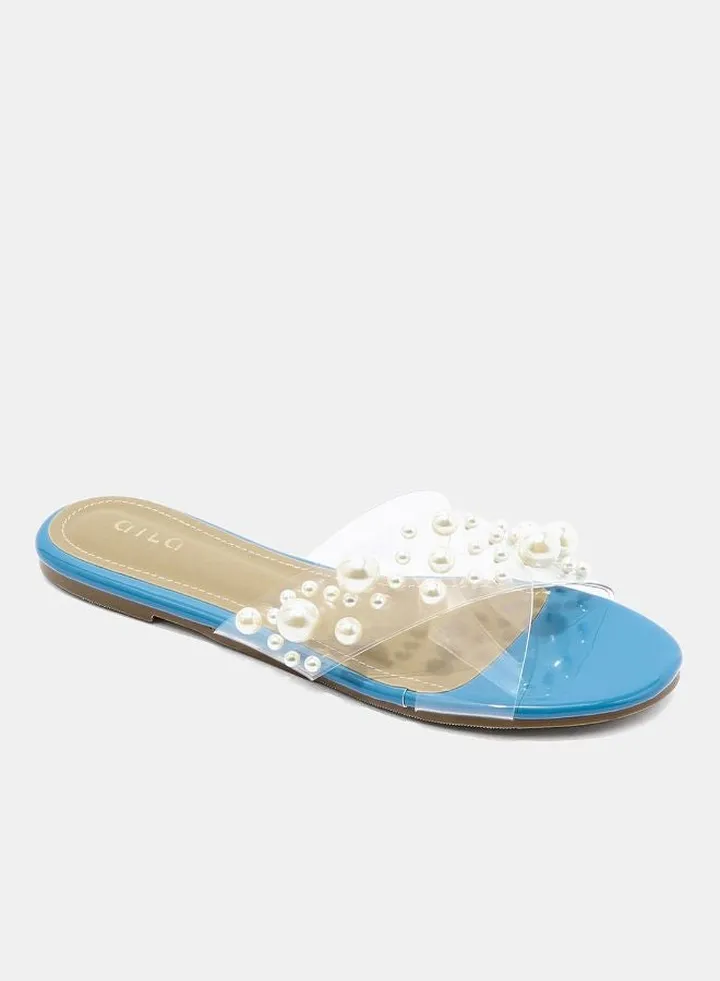 Casual Flat Sandals Clear/White