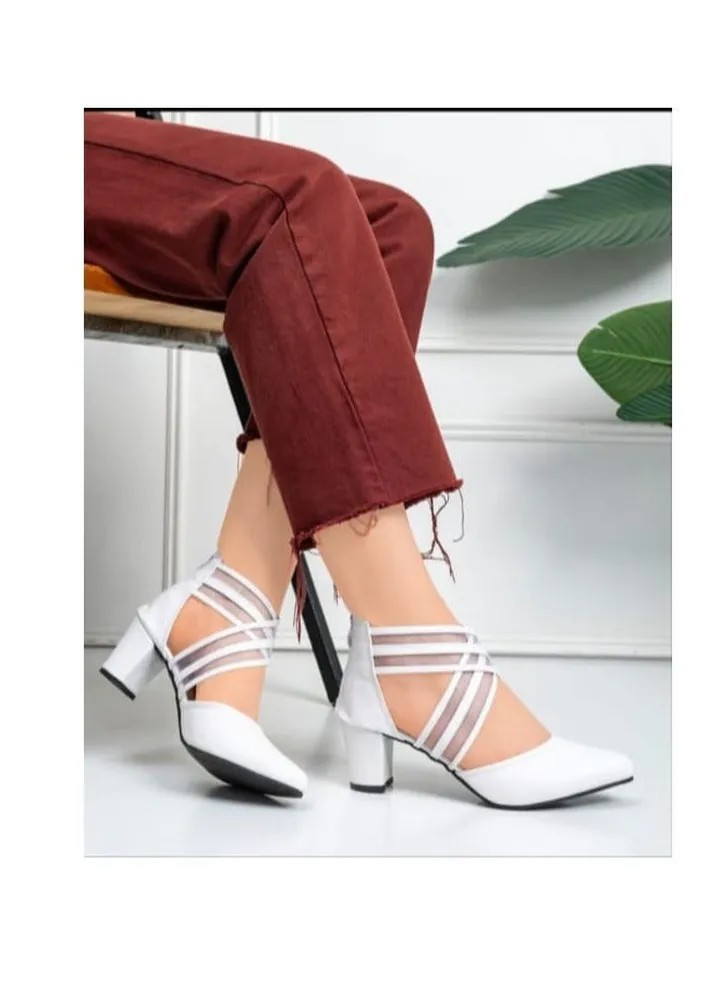 Crozier Leather heel stylish for women - White