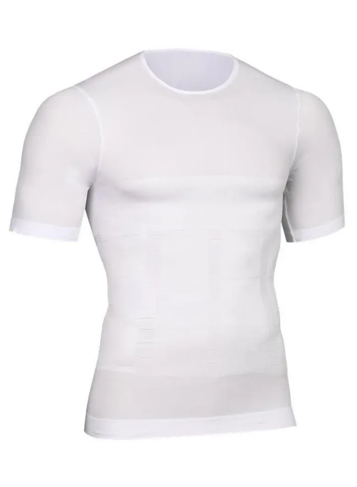 Short Sleeve Belly And Stomach Shapewear Undershirt White