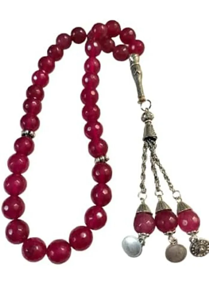 Natural Agate Rosary (Red, 33 Beads)