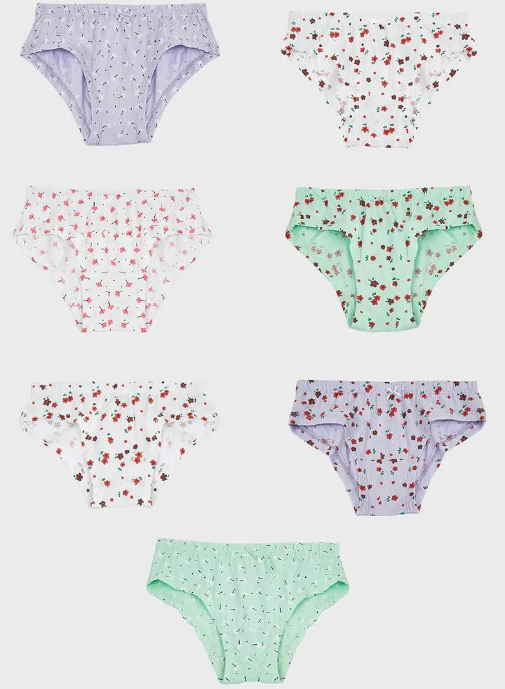 Pack Of 7 Printed Girls Hipster
