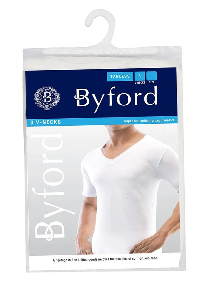 Mens Undershirt V-Neck Short Sleeve 3pc