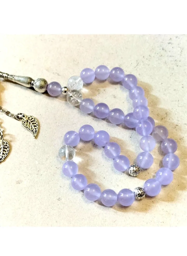 Elegant Natural 33 Beads PURPLE Agate (Aqeeq) Rosary - Top Quality Natural Stones, Handmade, Best gift