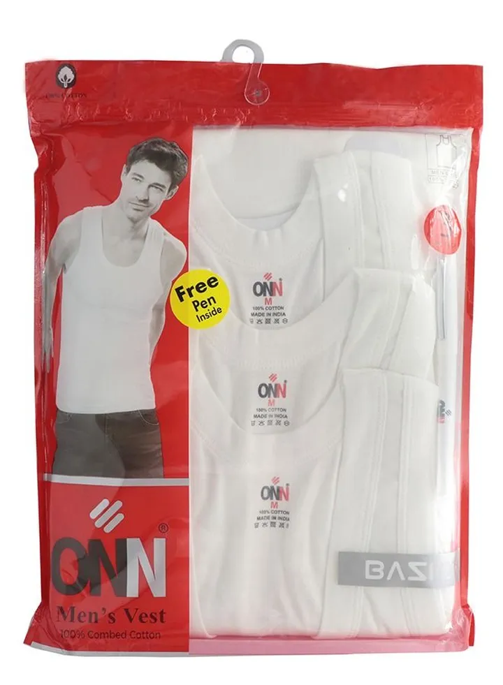 Mens Undershirt Sleeveless 3pc Cotton