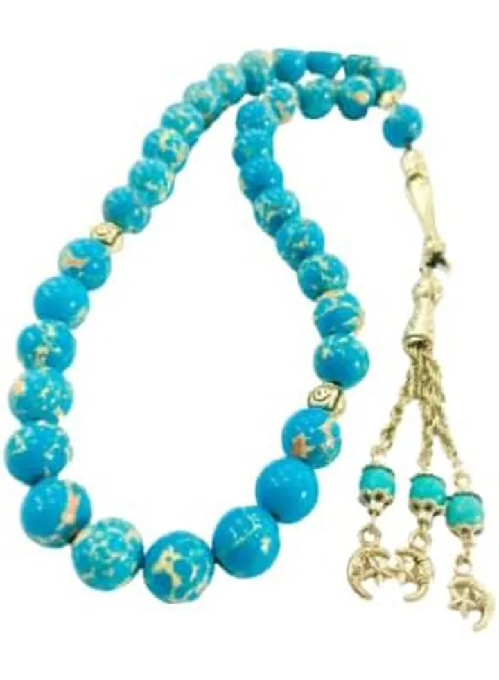Real Natural American Blue Turquoise 33 Beads Rosary
