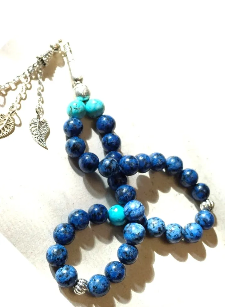Elegant Natural 33 Beads BLUE JASPER Rosary - Top Quality Natural Stones, Handmade, Best gift