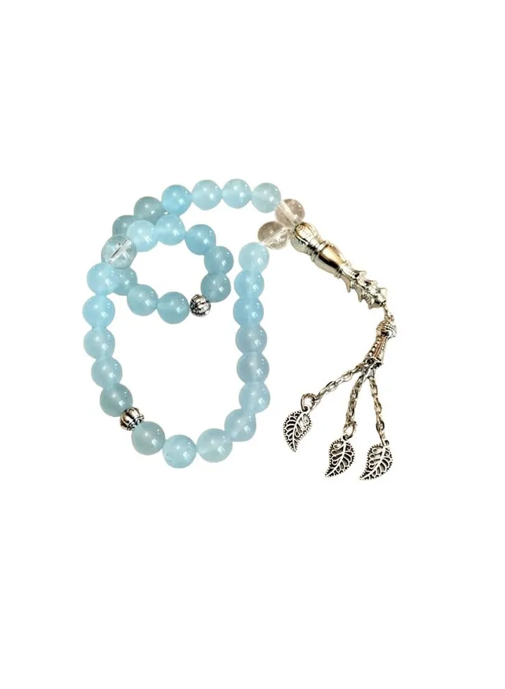 Elegant top quality 33 Beads rosary blue aquamarine quartz , 12mm beads