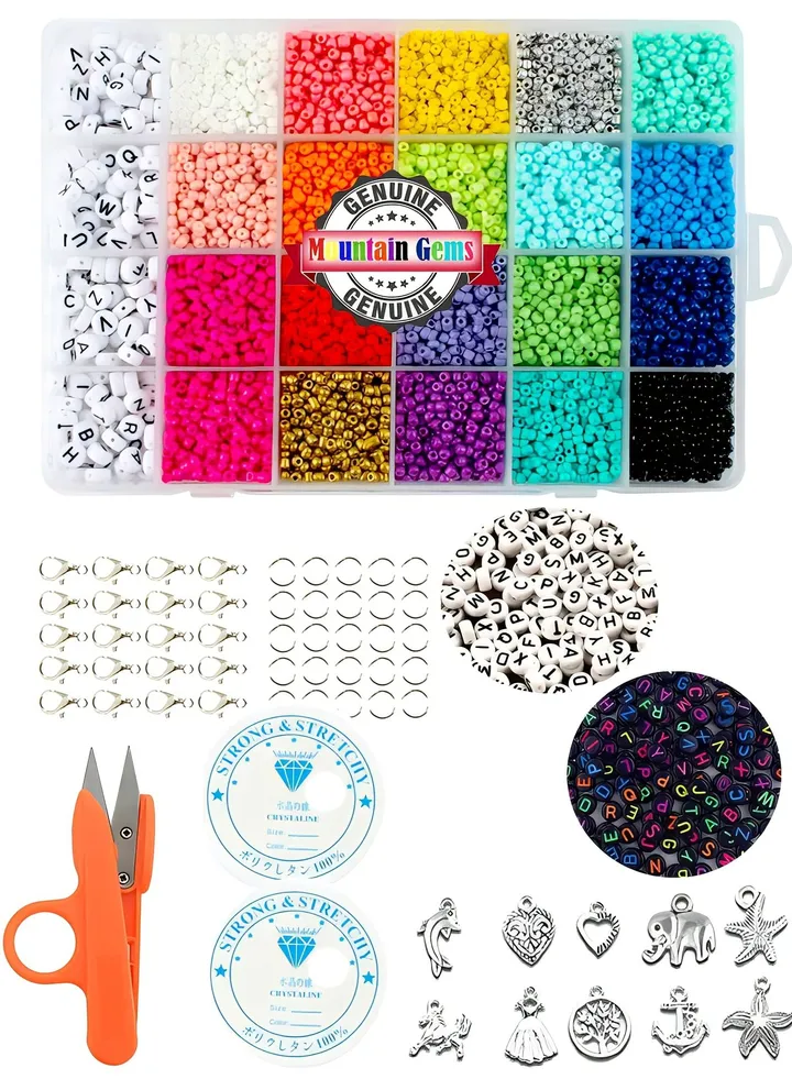 Craft Beads Assorted Kit with Organizer Box for DIY Bracelets, Jewelry Making