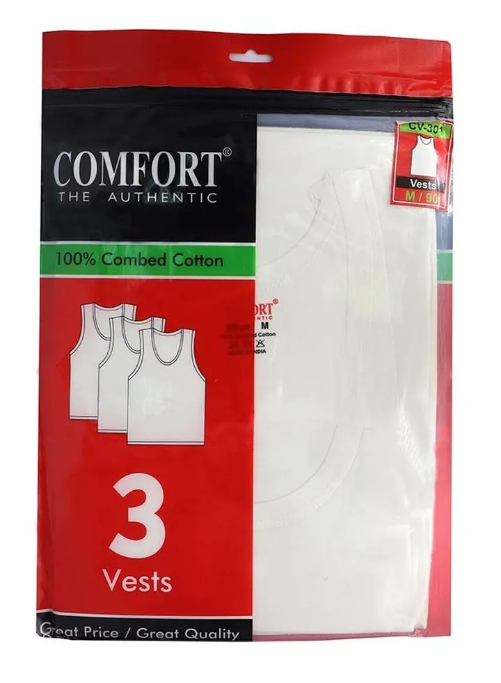 Mens Undershirt 3pc Sleeveless White