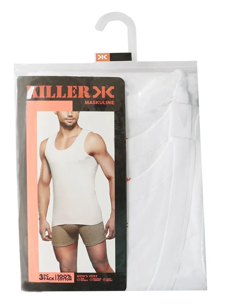 Mens Undershirt 3pc Sleeveless White
