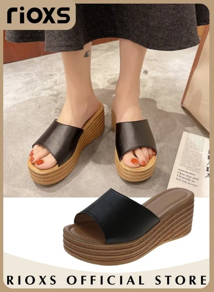 Women's Casual Wedge Slipper Comfortable Non Slip Thick Sole Sandals Fashion Platform Shoes For Indoor Or Outdoor Use