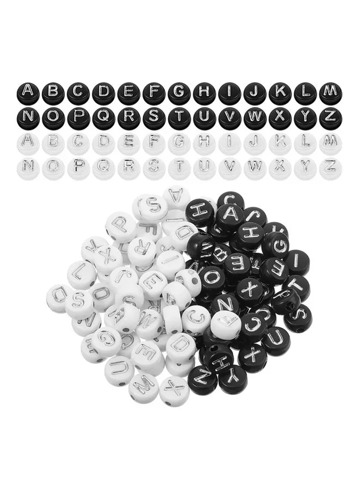 Jewelry Making (White/Black with Silver Letter Beads Acrylic