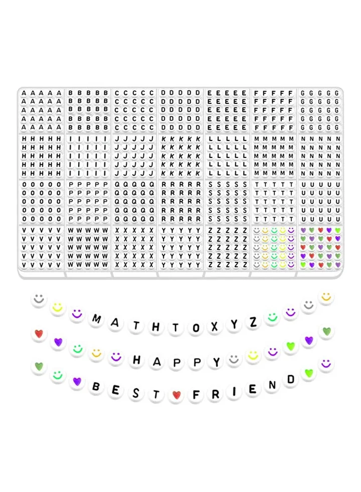 Alphabet Beads 28 Styles Colorful Smiley Face Heart Beads for Bracelet Jewelry Making 1400pcs