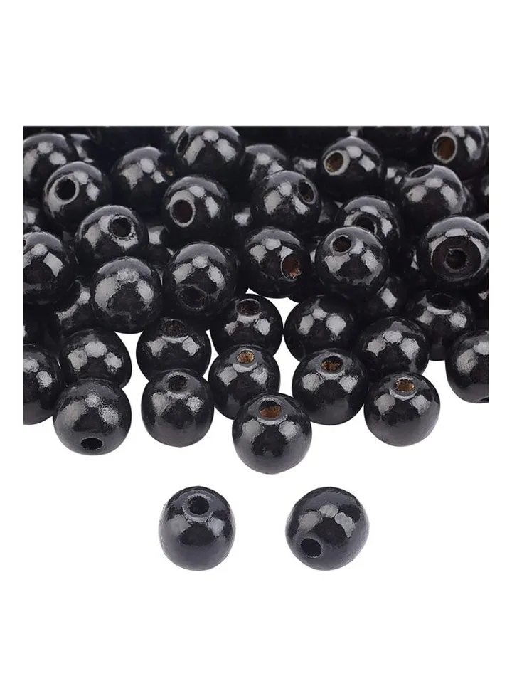 100pcs Black Wooden Beads