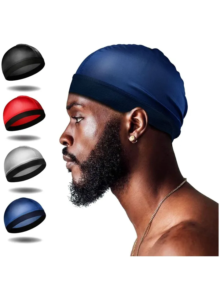 4Pcs Wave Cap, Silk Stocking Wave Caps for 360 Waves, Good Compression Over Silky Durag for Men, Large Size Stain Caps Suitable for Adult Wave