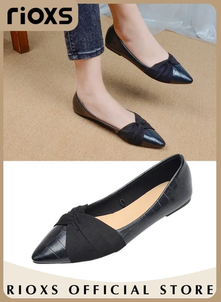 Women's Pointed Toe Bow-Knot Flat Shoes Loafer Flat Dress Shoes Wear to Work Slip On Moccasins Comfort Driving Office Shoes