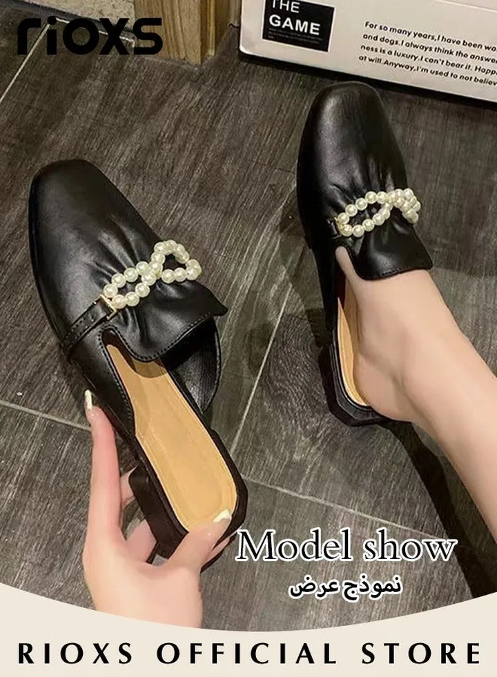 Women's Flat Mules Closed Toe Sandals Fashion Comfortable Slippers Slip-On Backless Mule Shoes