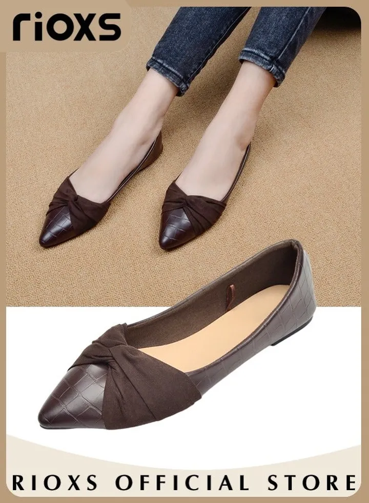 Women's Pointed Toe Bow-Knot Flat Shoes Loafers Flat Dress Shoes Wear to Work Slip On Moccasins Comfort Driving Office Shoes