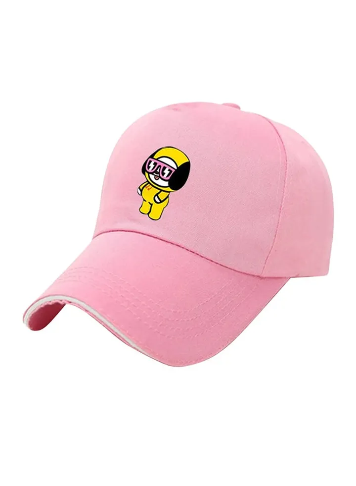 Cartoon Printed Baseball Cap Pink