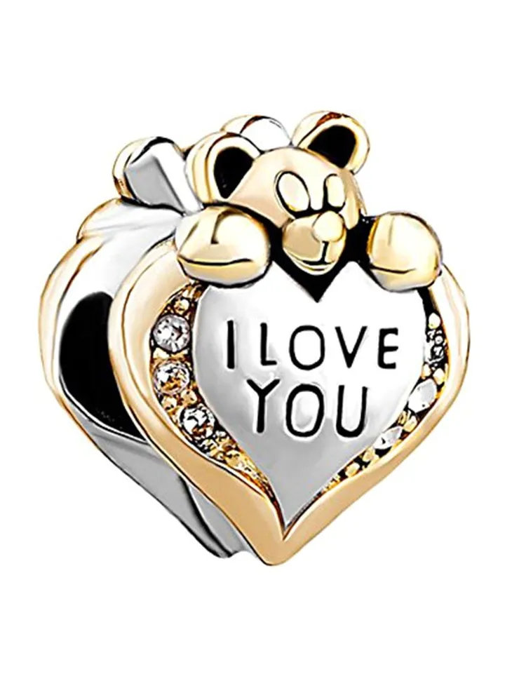 Brass Crystal Heart Beads