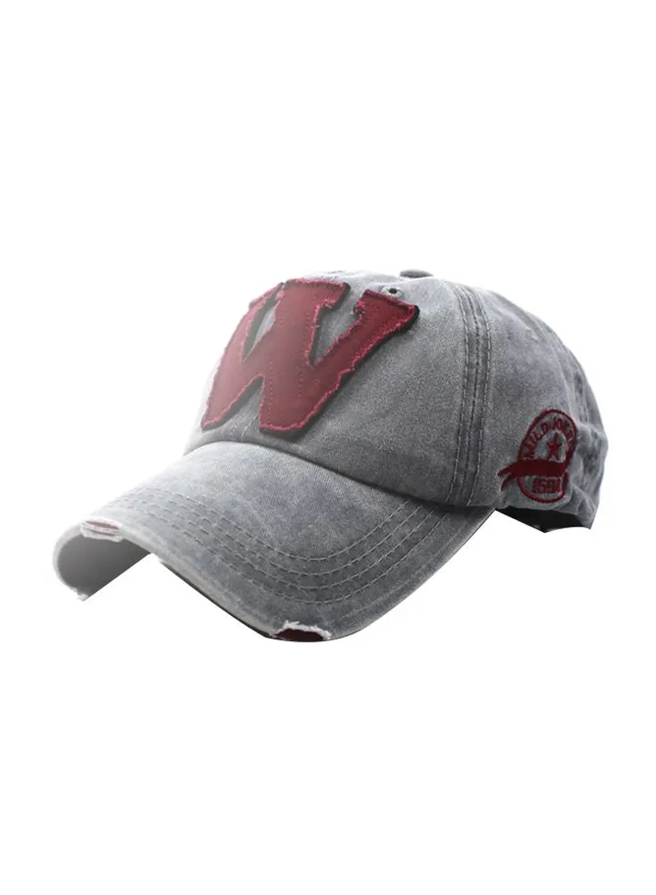 W Letter Printed Fashion Snapback Grey/Red