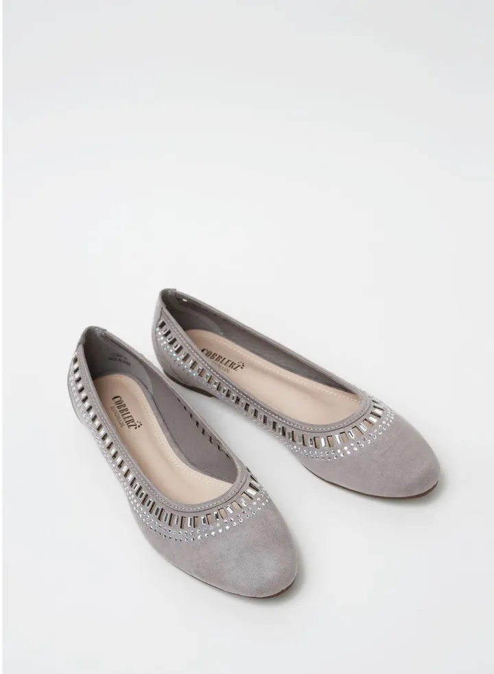 Flats Cut-Out Detail Ballerina Grey