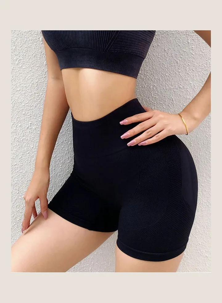 High Waist Butt Lifting Yoga Shorts Black