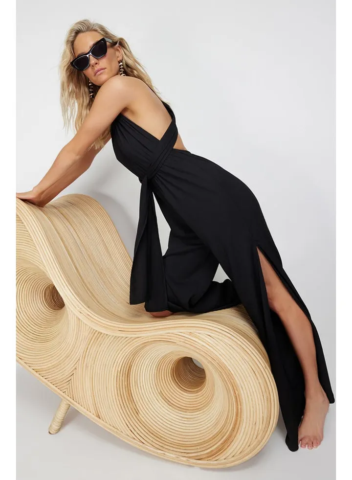 Black Belted Woven Jumpsuit TBESS23TU00010