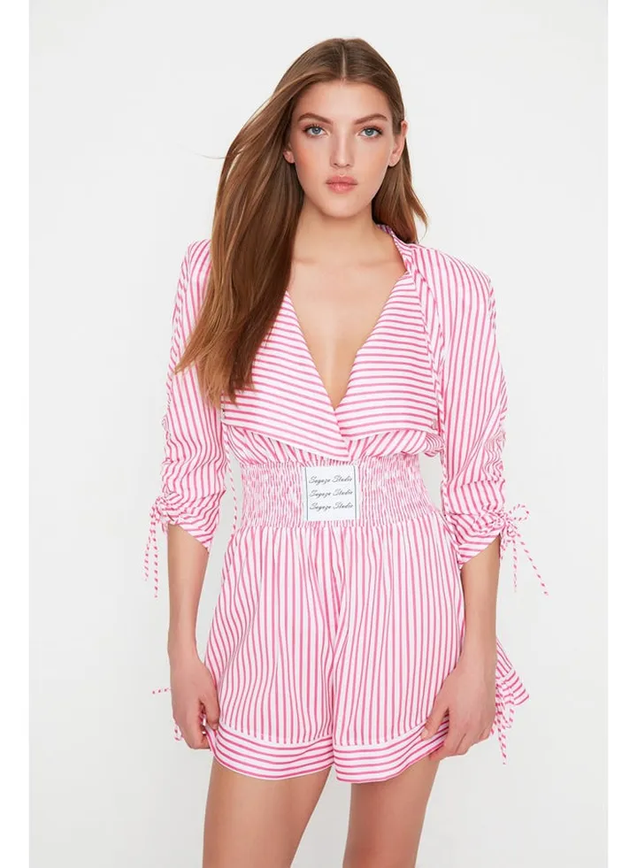 X Sagaza Studio Pink-White Striped Poplin Jumpsuit TPRSS22TU00000