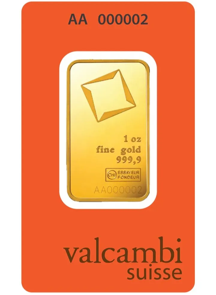 Valcambi Suisse 24 Karat (999.9) 1 Ounce Gold Bar 24k