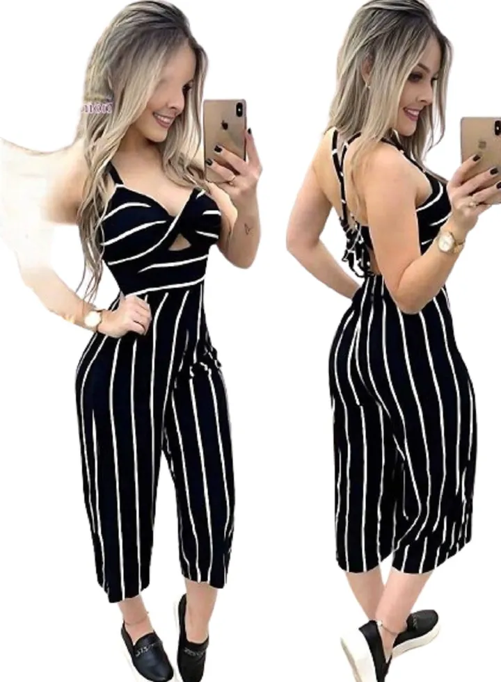 women's casual striped sleeveless jumpsuit