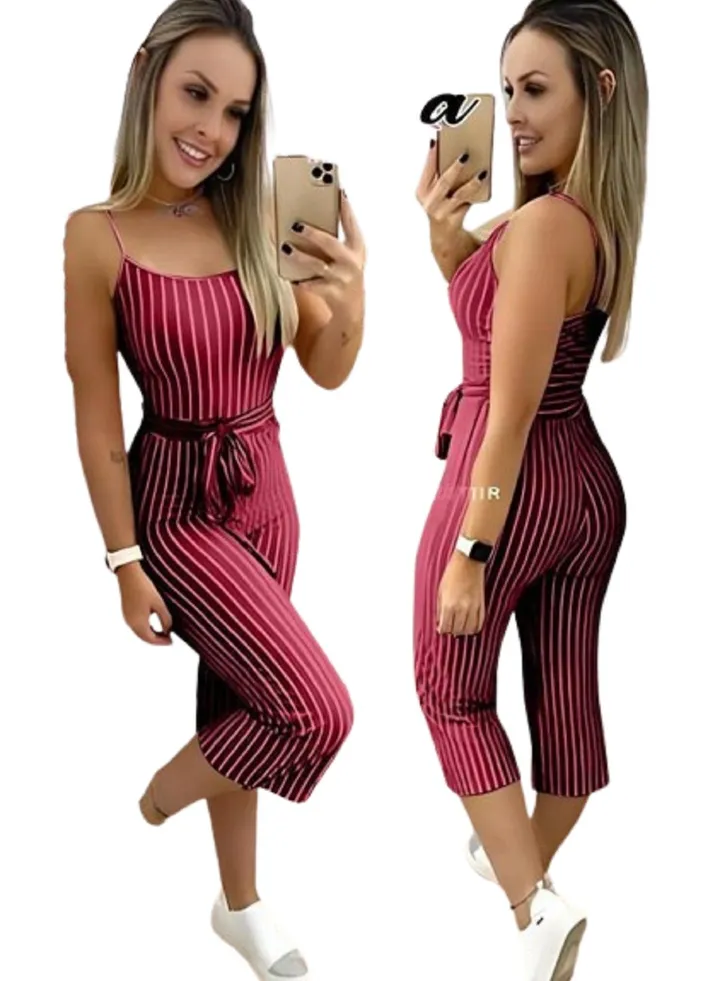 women's casual striped sleeveless jumpsuit