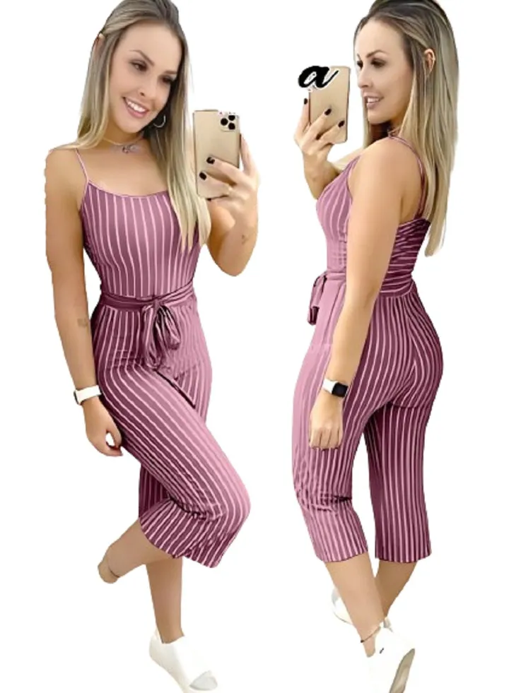 women's casual striped sleeveless jumpsuit