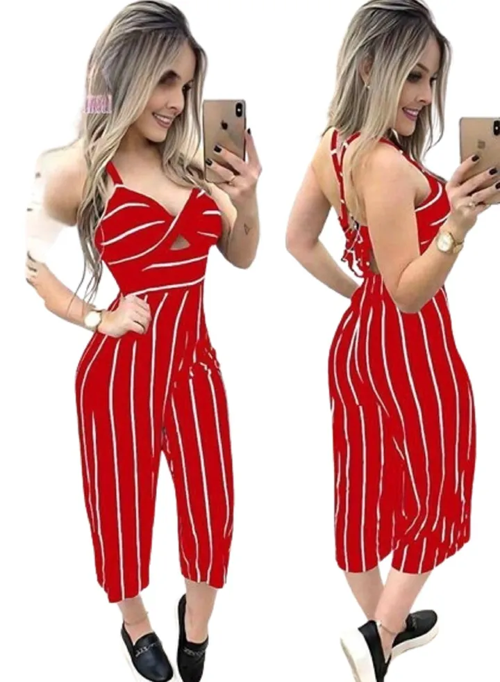 women's casual striped sleeveless jumpsuit