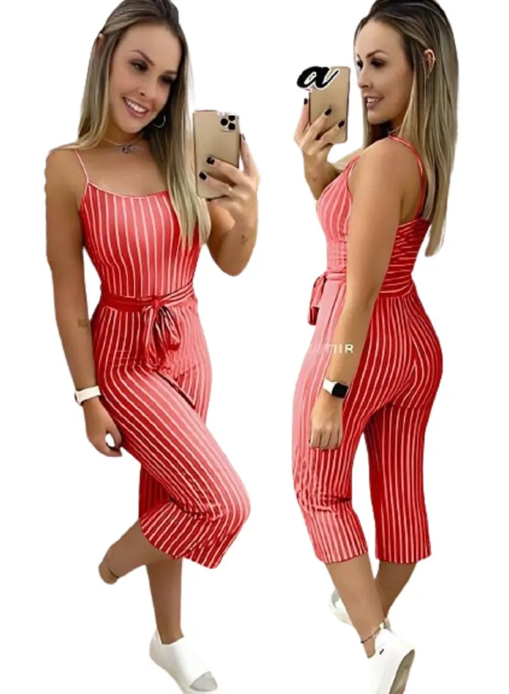 women's casual striped sleeveless jumpsuit