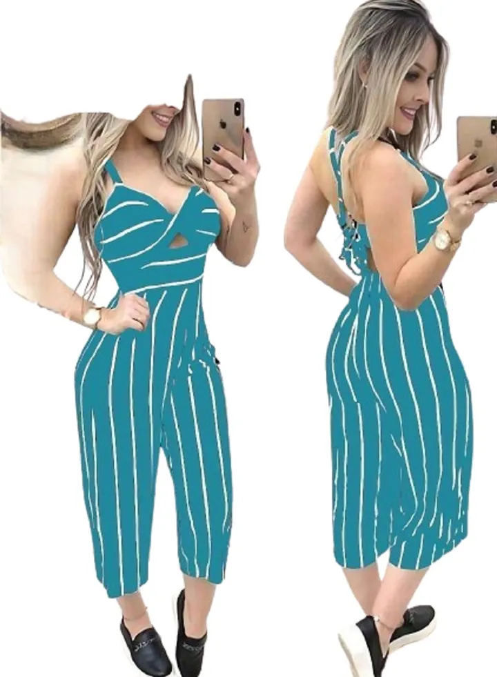 women's casual striped sleeveless jumpsuit