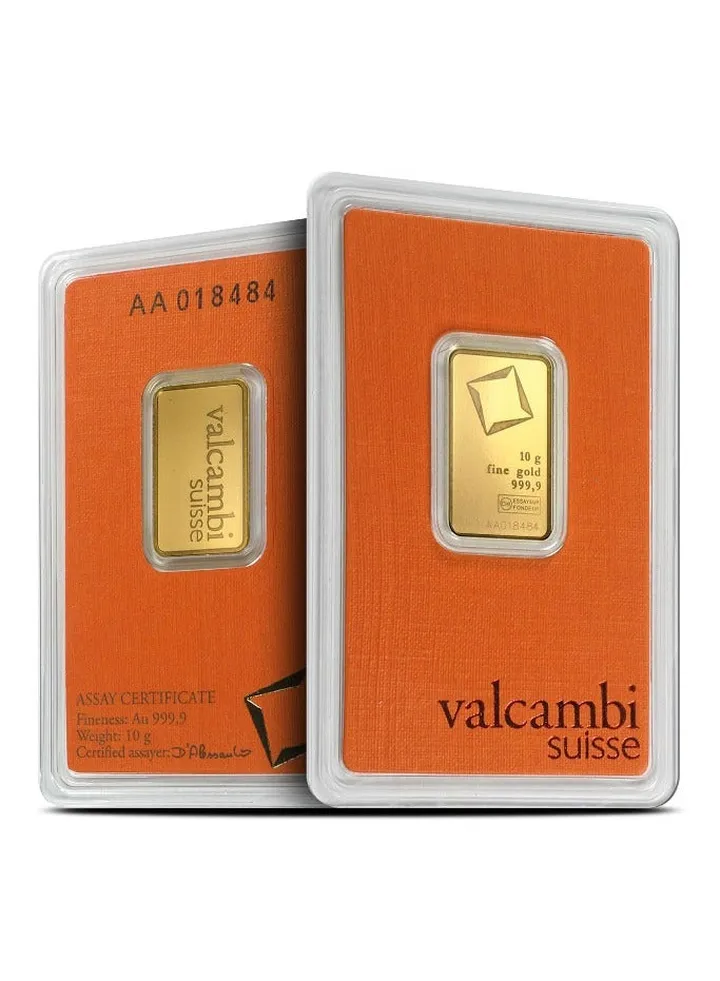 Valcambi Suisse 24 Karat (999.9) 10g Gold Minted Bar