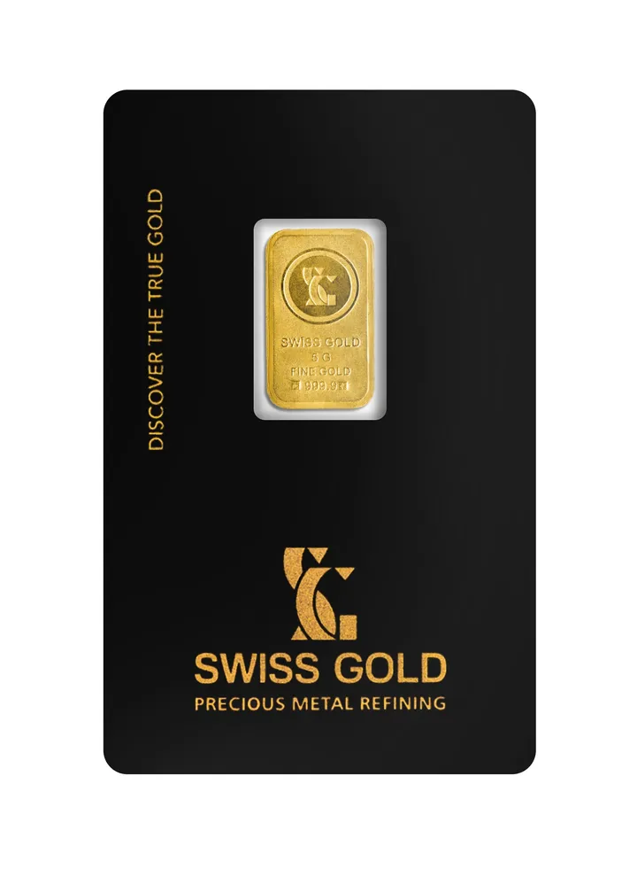Swiss Gold 5 Gram Pure 999.9 Gold Bar - 5 grams