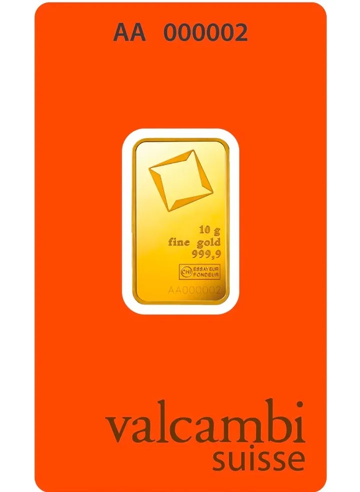 Valcambi Suisse 24 Karat (999.9) 10g Gold Bar 24k