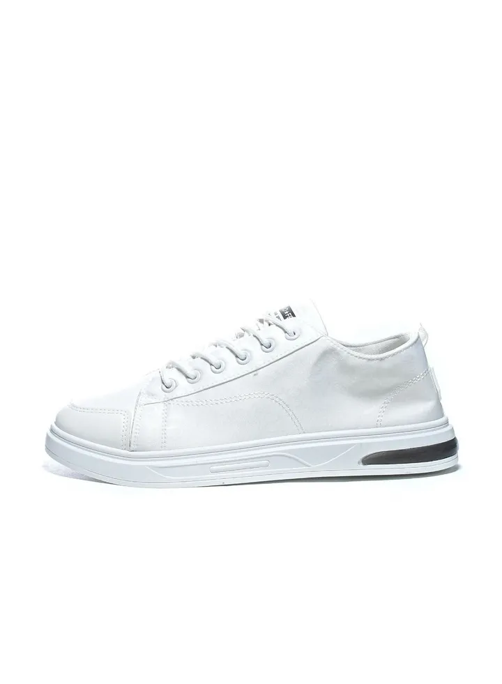 Basic Flat Canvas Sneakers For Men - White