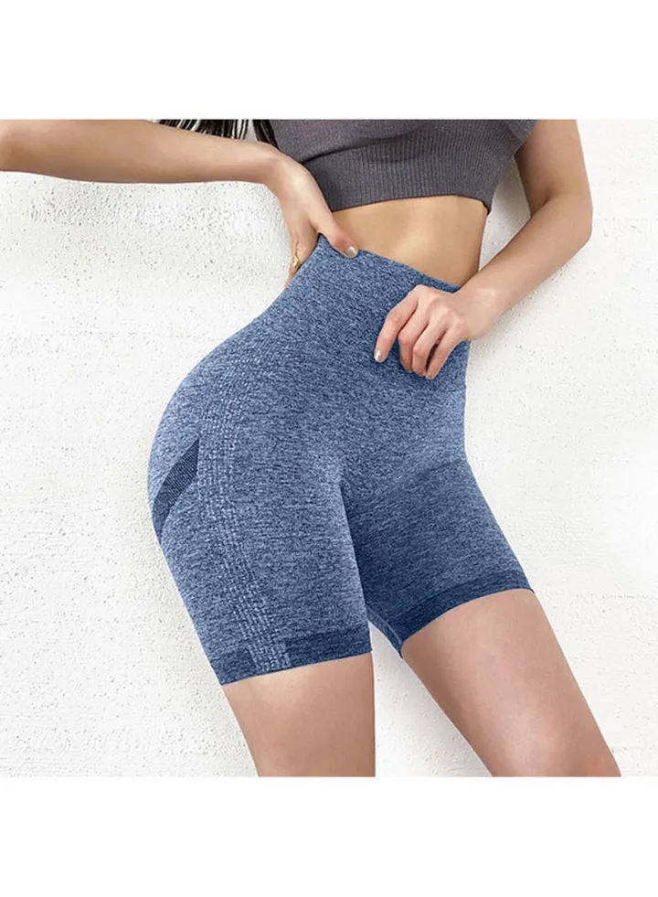 High Waist Quick-Dry Yoga Shorts Blue