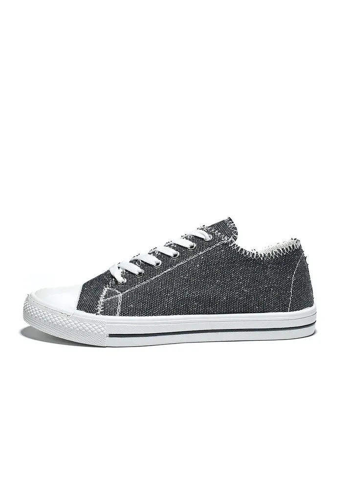 Basic Lace-Up Knit Flat Sneakers For Men