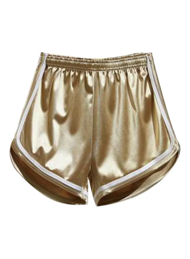 High Waist Shorts Gold/White