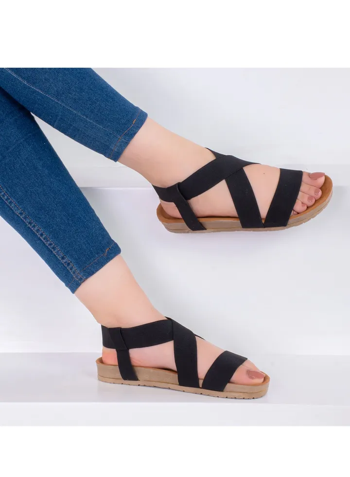 Elegant Elastic Sandals For Women - Black