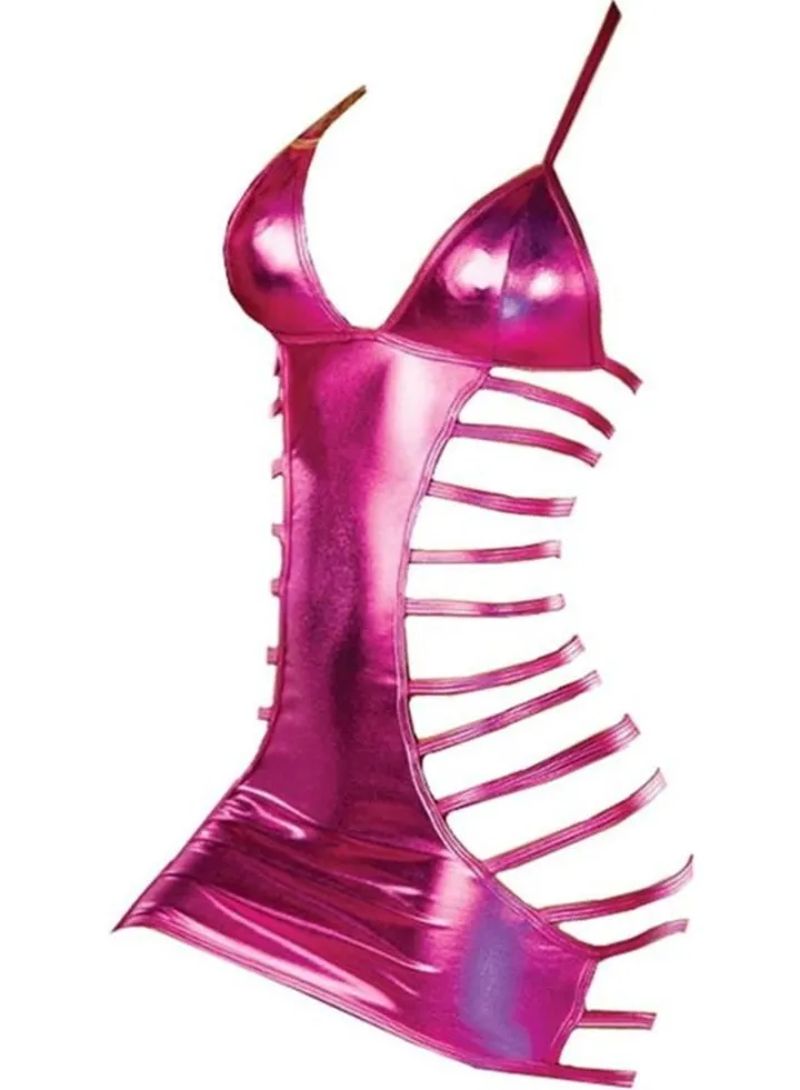 Lace Up Mesh Sling Babydoll Pink
