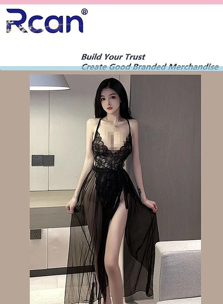 Lingerie for Women V-neck high-end gauze backless halter neck jumpsuit with straps babydoll 2-piece set