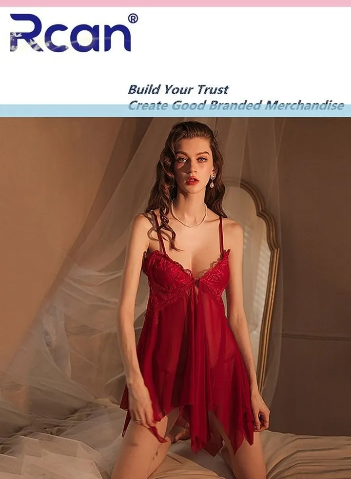 Lingerie for Women V Neck Tulle Mesh Pajamas Babydoll Backless Bow Camisole Home Sleepwear