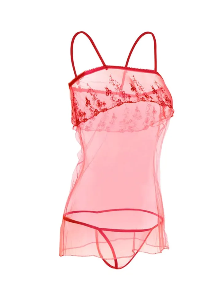 Sling Perspective Babydoll Dress Red