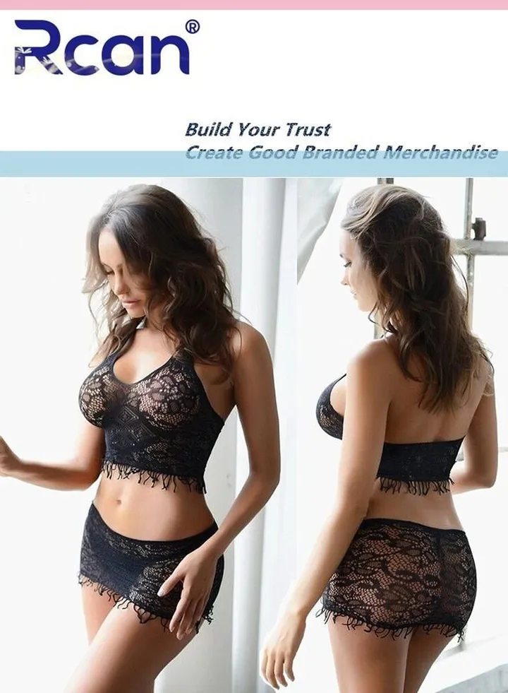2 Piece Lingerie for Women Stretchy Halterneck Shiny Diamond Babydoll Exotic Underwear Nightwear Ladies Boudoir Outfits Clubwear Free Size